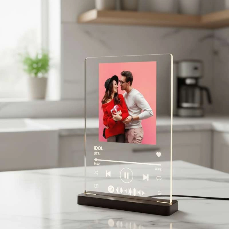 LED Acrylic Sportify Photo Frame With Light Stand - Image 2